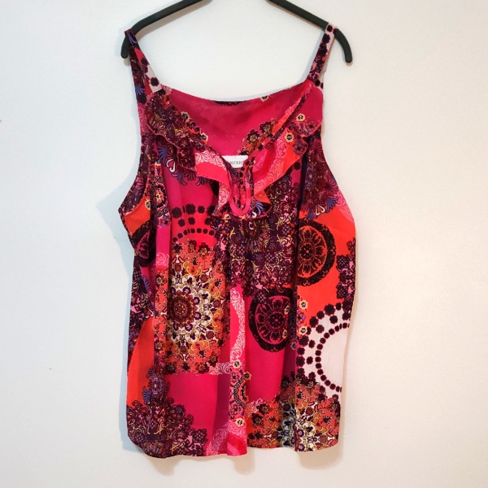 Avenue Camisole Tank Top Size 26/28 Paisley Festival Spring Summer Boho Colorful
